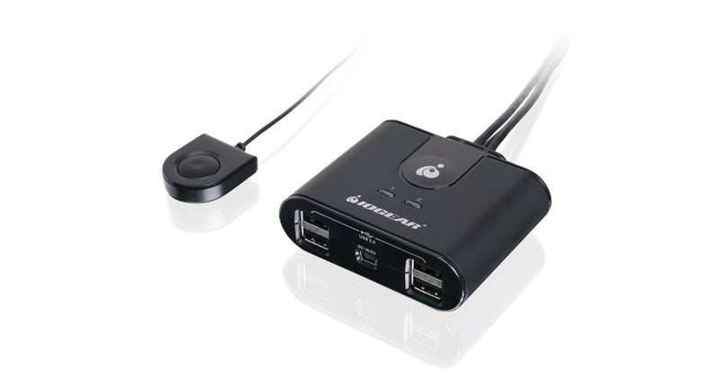 IOGEAR USB 2.0 2x4 Peripheral Switching Hub - 2 PC Share To 4 USB Devices - Up To 480Mbps - Mobile Devices Charging - Mouse/Keyboard - Printer - Scanner - EX HD - LED Indicators w/Remote - GUS402 - Image 3